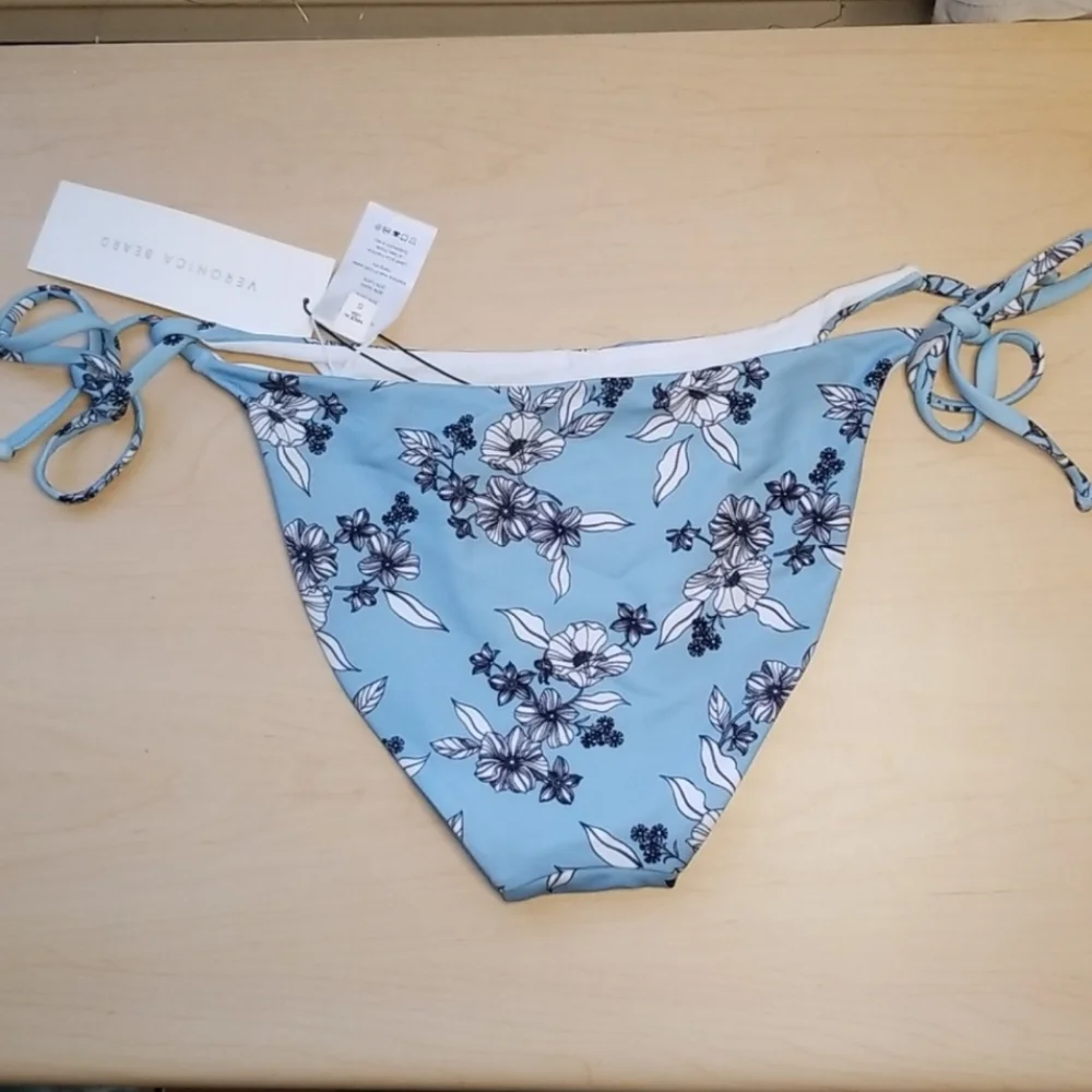 NWT Veronica Beard Gavitella floral blue bikini bottom string tie - Picture 2 of 7